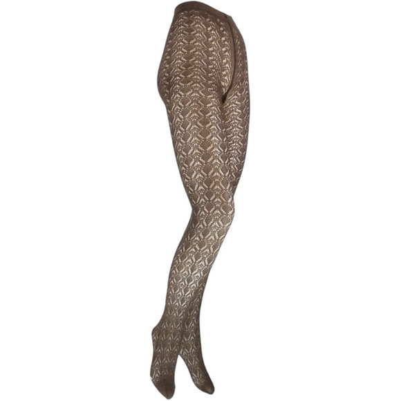 Luxury Cotton Crochet Tight Small Espresso Brown B.ella Codori Italian Hosiery - Picture 3 of 6